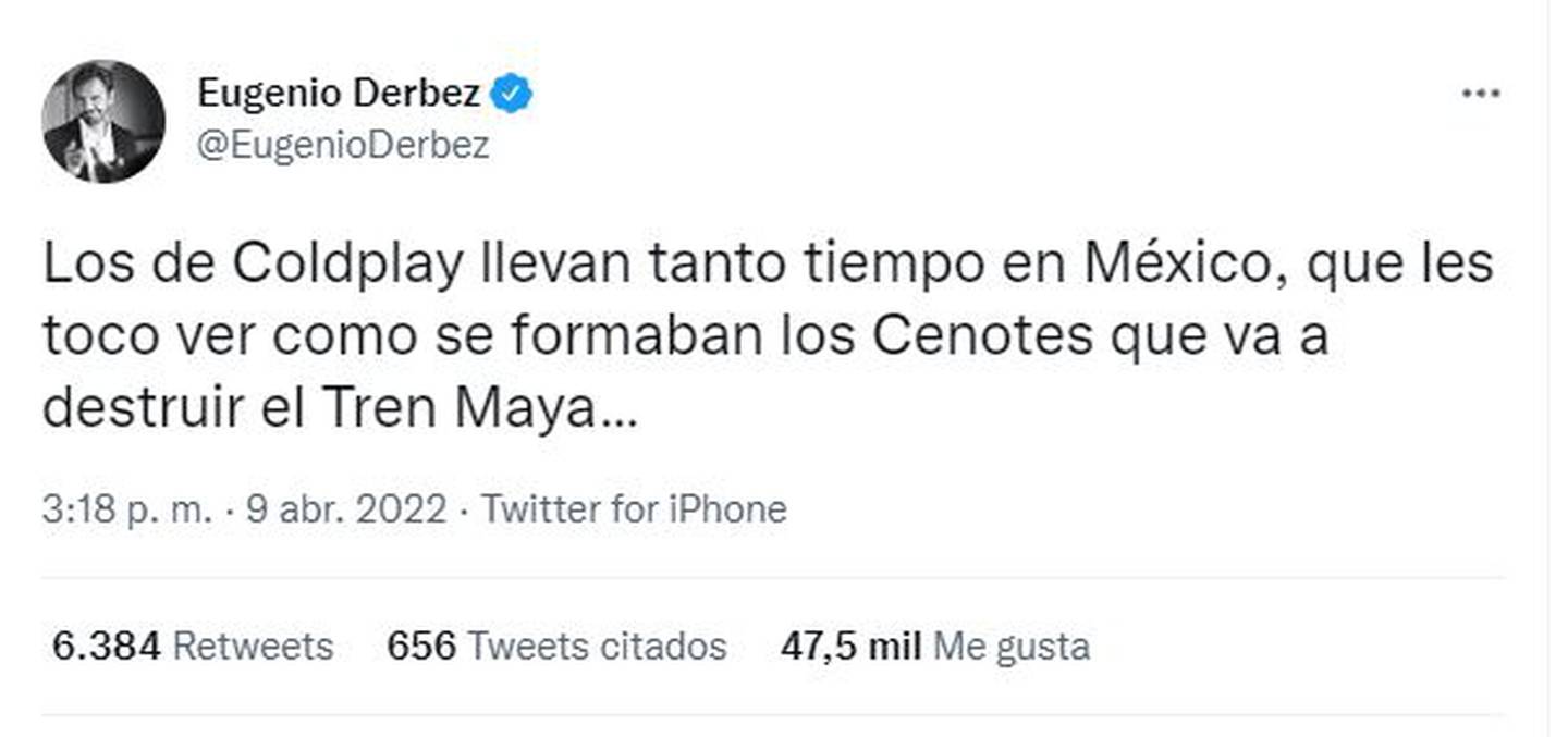 ‘Córtale, córtale’: Eugenio Derbez usa a ‘Los de Coldplay’ para hablar de Tren Maya