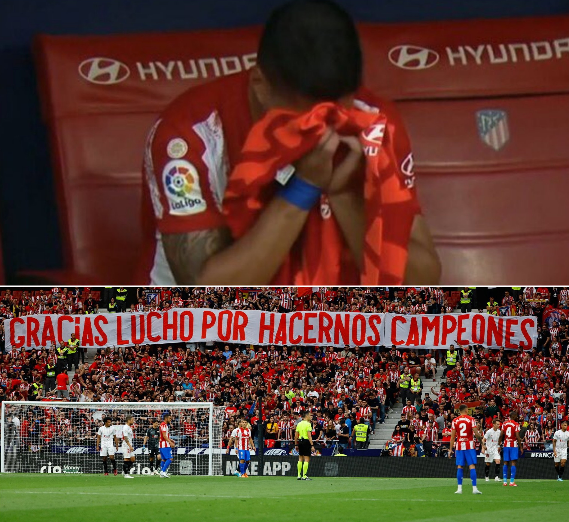 Lucho Suárez rompió en llanto por la ovación del Wanda Metropoliano en su despedida del Atlético de Madrid