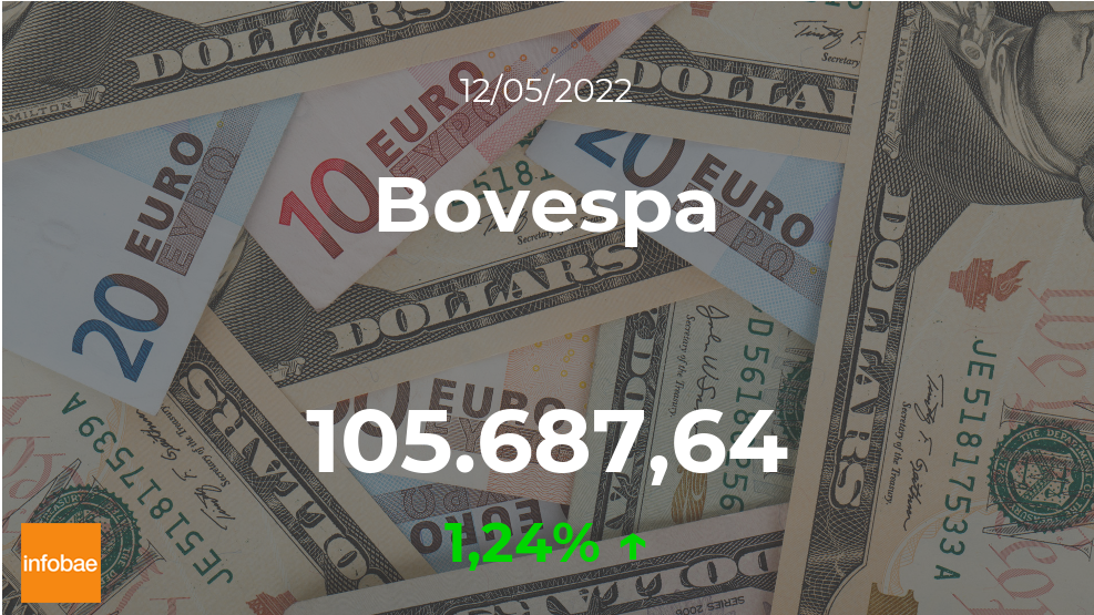 Bovespa de Brasil ganó 1,24% al finalizar la jornada este 12 de mayo