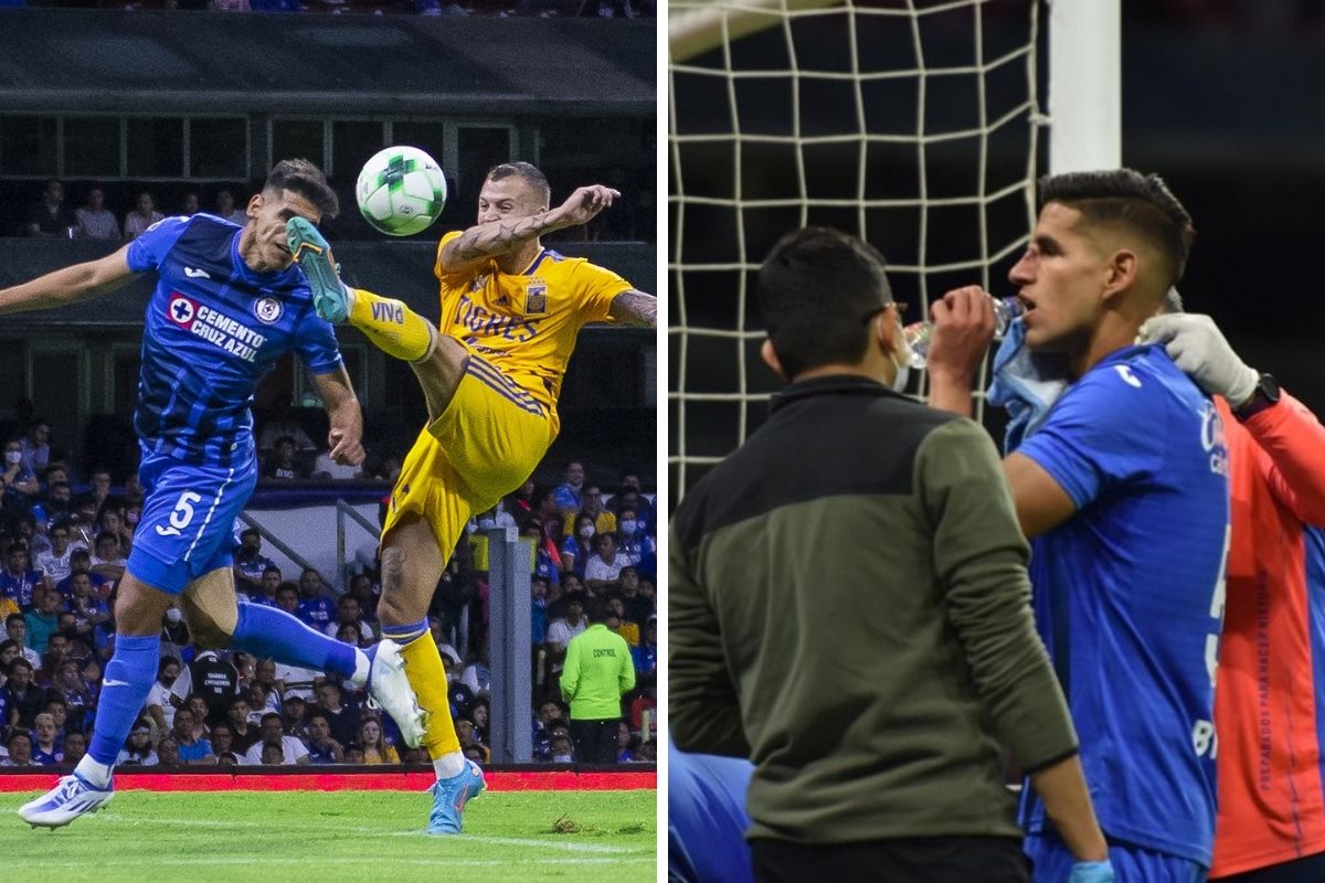 Luis Abram recibió patada en la cara que le causó un corte y su rival fue expulsado en Cruz Azul vs Tigres