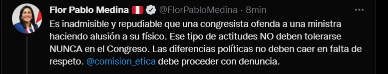 Patricia Chirinos se burla del físico de la ministra Betssy Chávez en polémico discurso que generó indignación en redes sociales