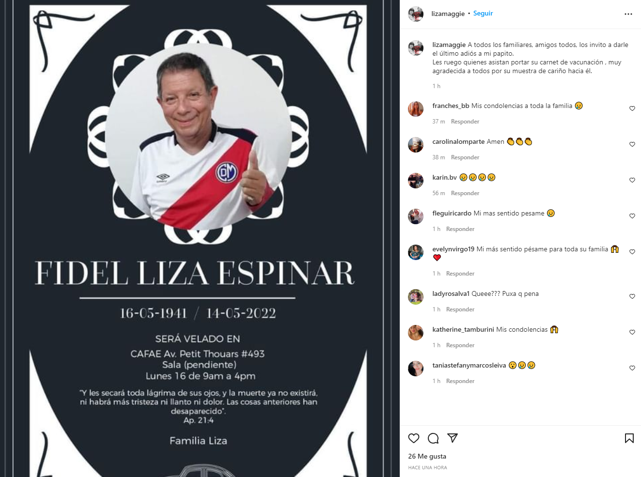 Abuelo de Angie Jibaja falleció.