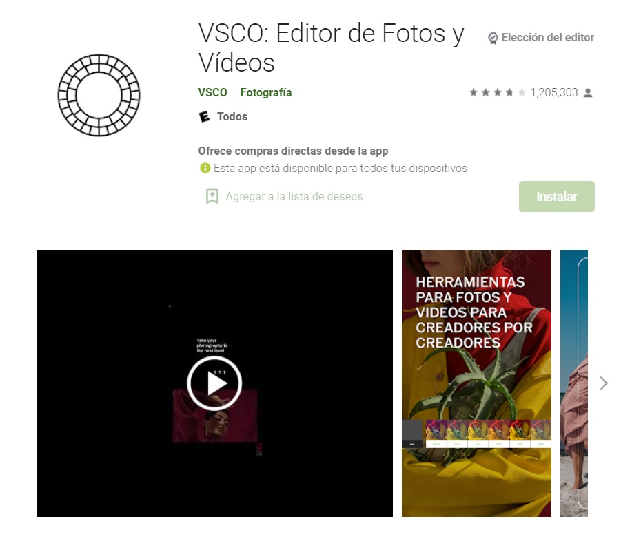 Vsco permite crear montajes con fotos y videos