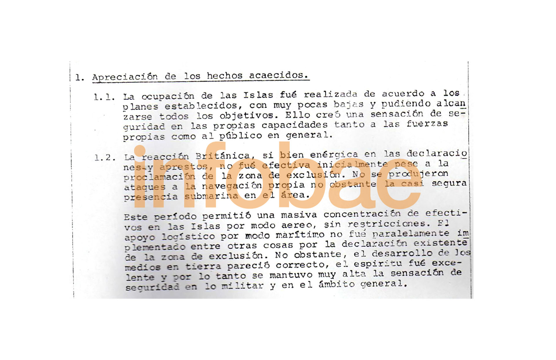 Párrafos del informe del vicealmirante Juan José Lombardo al Comité Militar