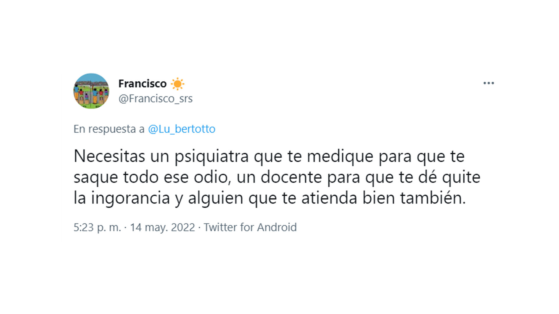 Este es otro del centenar de mensaje en contra que recibió Lucía