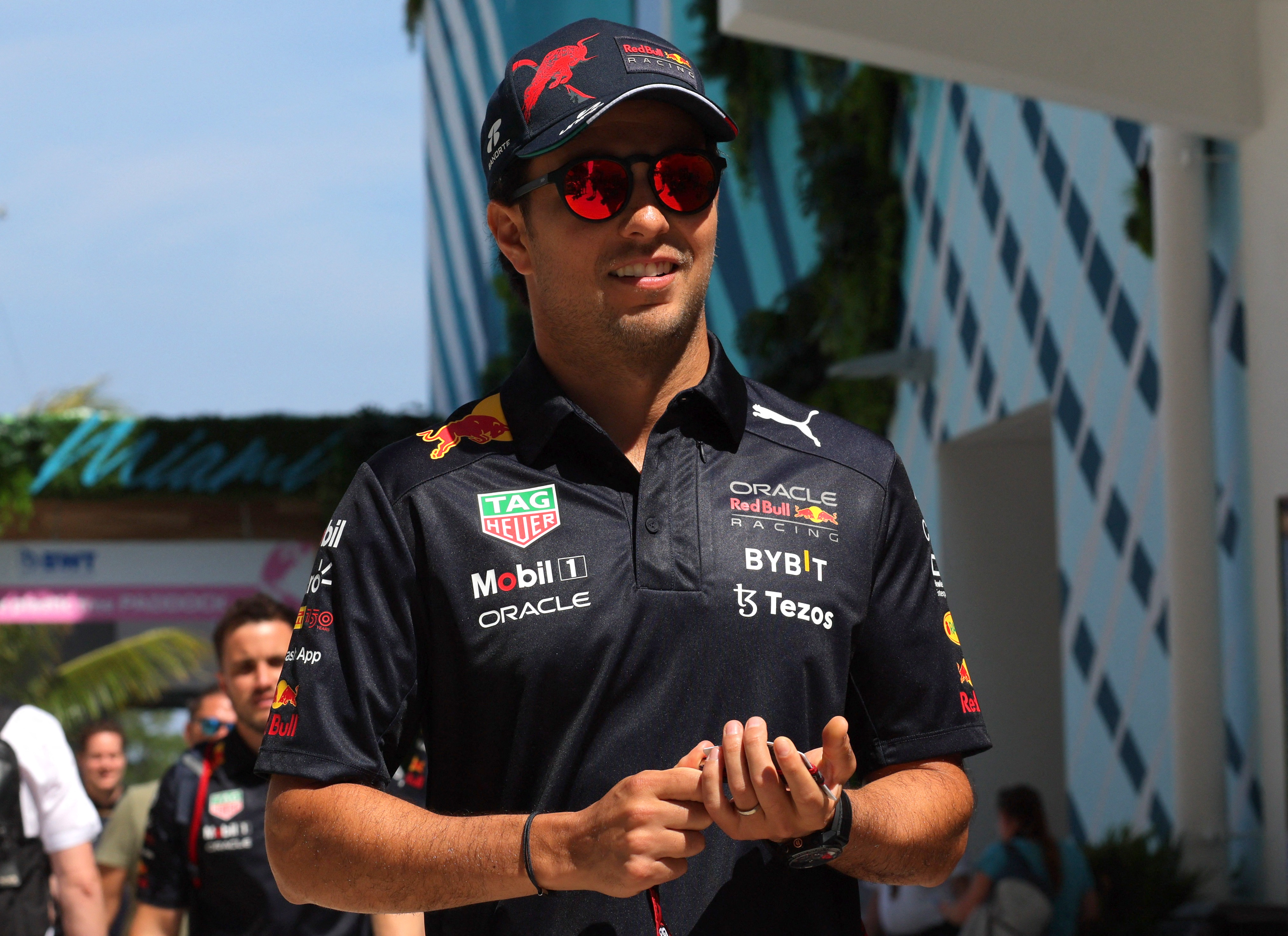 Formula One F1 - Miami Grand Prix - Miami International Autodrome, Miami, Florida, U.S. - May 6, 2022 Red Bull's Sergio Perez before practice REUTERS/Brian Snyder