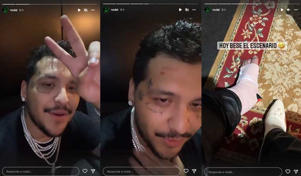 En su reciente concierto en Honduras, Christian Nodal sufrió un accidente por el que tuvo que ser vendado en su pie (Foto: Captura de pantalla)