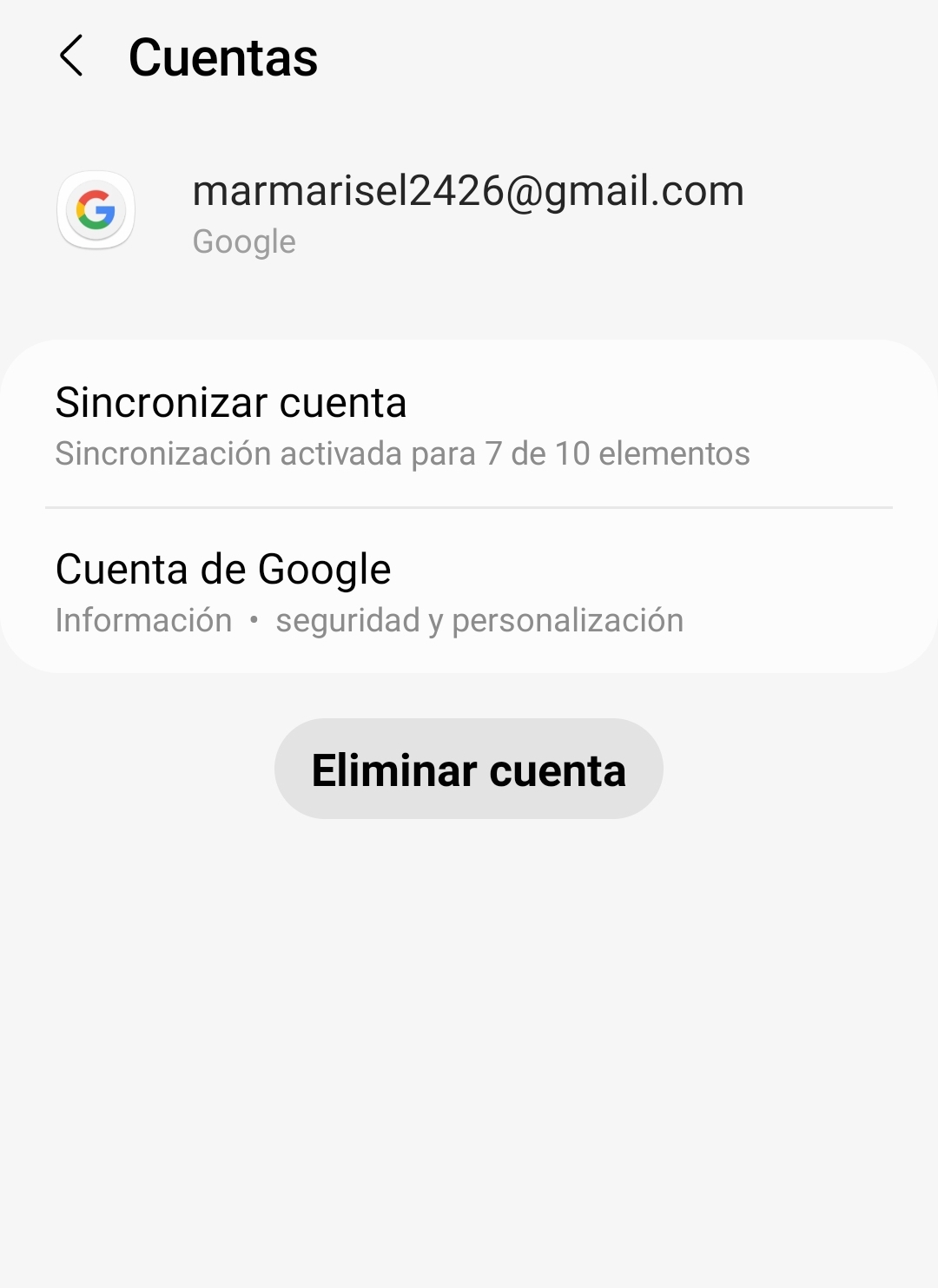 Eliminar cuenta de Google