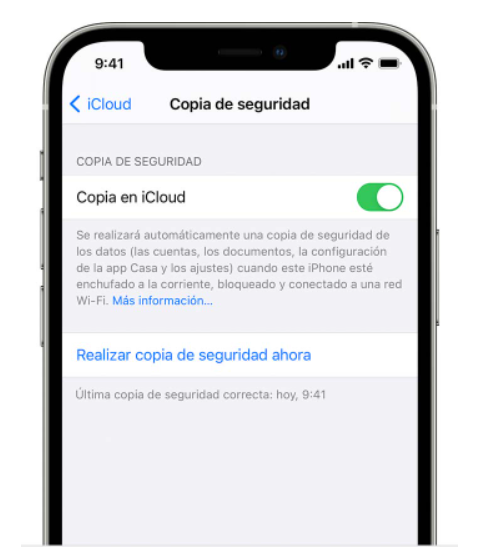 Hacer una copia de seguridad de los datos en el iPhone