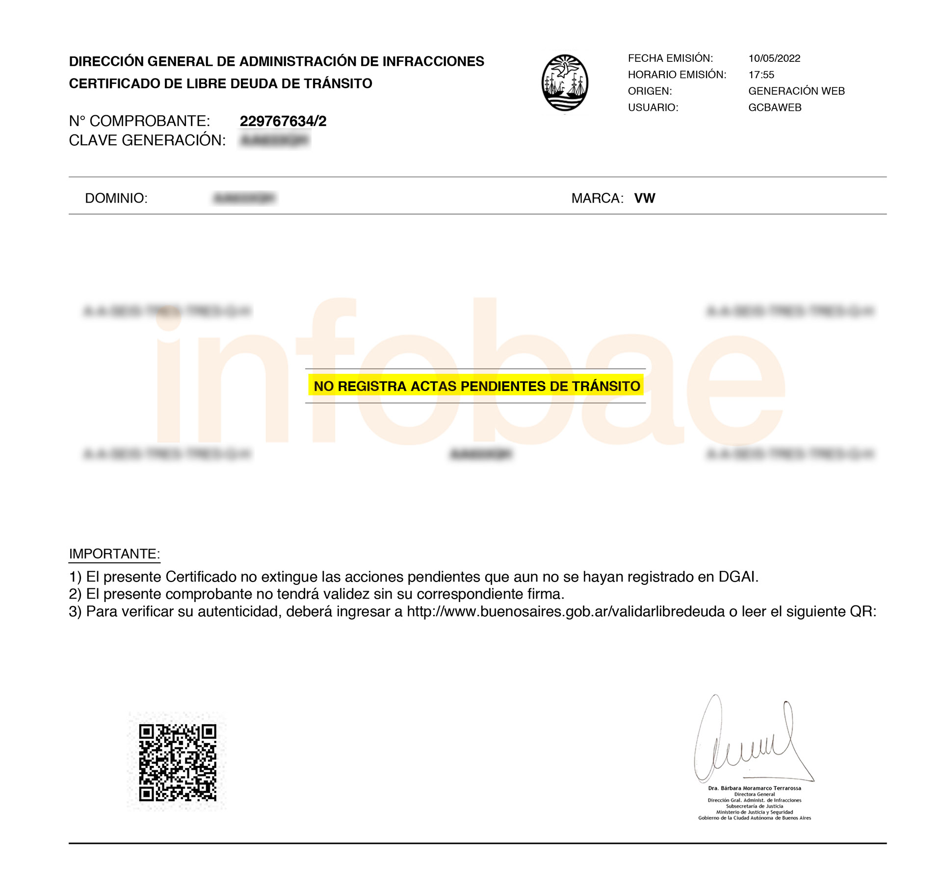 De acuerdo con la Dirección General de Administración de Infracciones, el taxista no poseía multas ni deudas