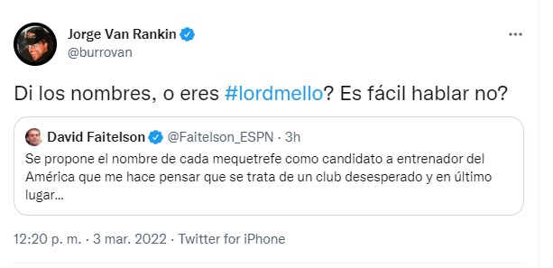 El "Burro" Van Rankin protagonizó una discusión con Faitelson en Twitter (Foto: Twitter/@burrovan)