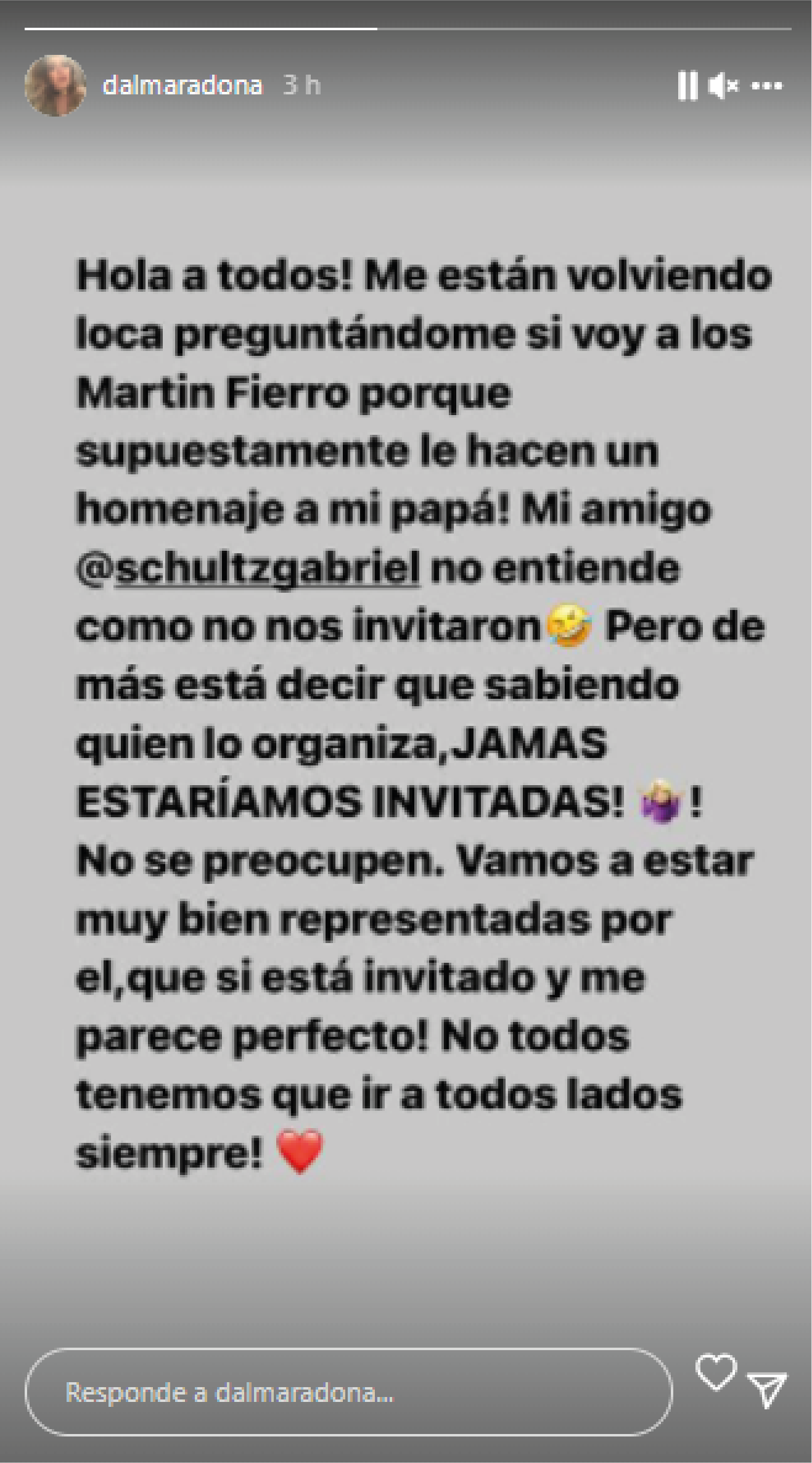 El descargo de Dalma Maradona en Instagram