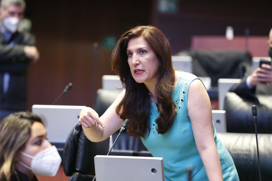 Desde su escaño, la senadora cuestionó el papel de AMLO (Foto: PAN)