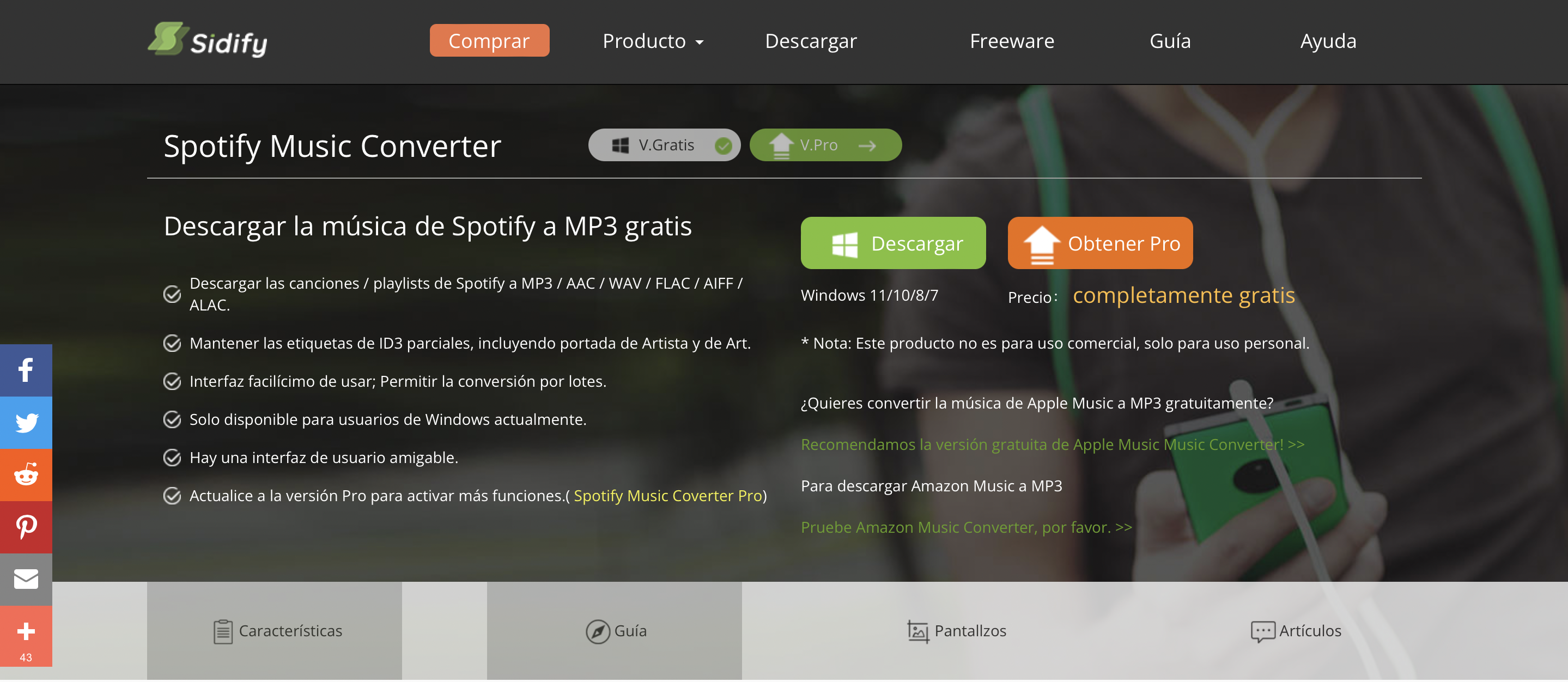 Spotify Music Converter. (foto: https://www.sidify.es/sidify-windows-free/drm-music-converter-free.html)