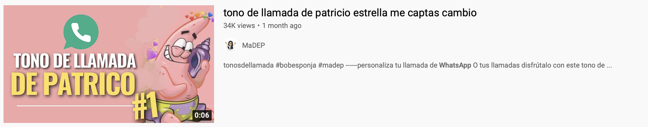 Voz de Patricio para WhatsApp. (foto: YouTube/MaDEP)