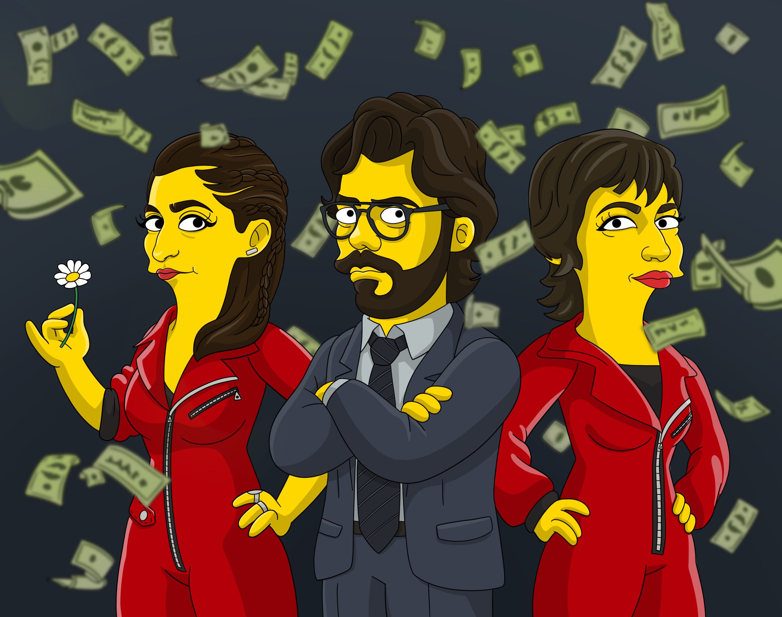 Actores de La casa de papel hecho con DollToon en forma de los Simpson. (foto: Retratos Simpsons)