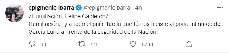 Epigmenio Ibarra indicó que la peor humillación que se le hizo al país fue colocar a Genaro García Lun en la Secretaría de Seguridad (Foto: Twitter/@epigmenioibarra)