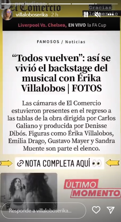 Post de Érika Villalobos. (Foto: Instagram)