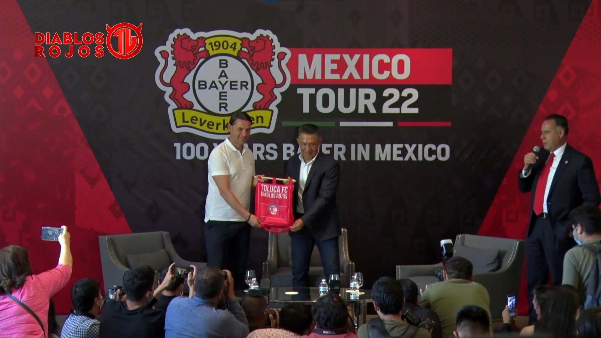 Conferencia de prensa Toluca vs Bayer Leverkusen. Foto: @TolucaFC