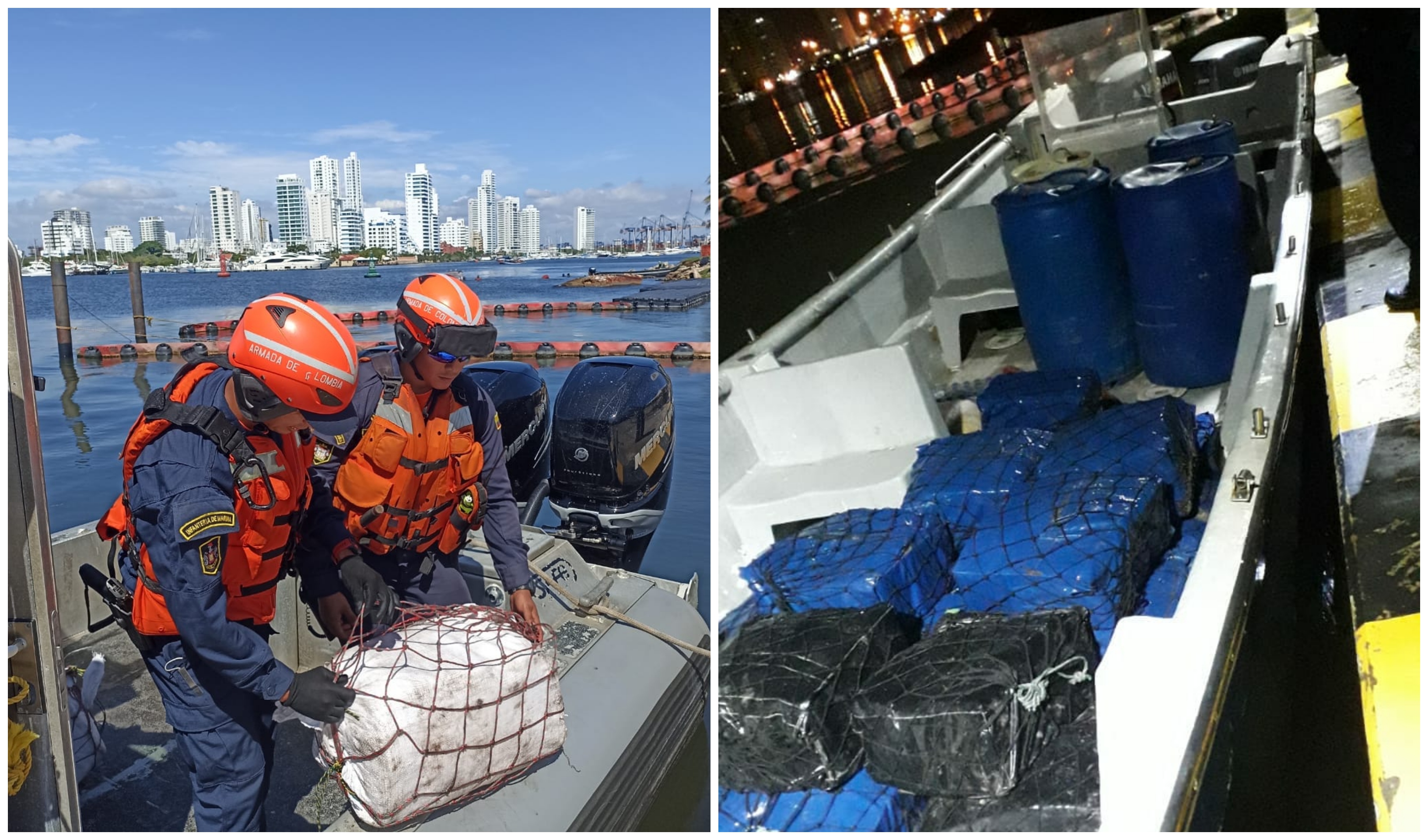 Los operativos de la Armada Nacional en Cartagena. Fotos: cortesía