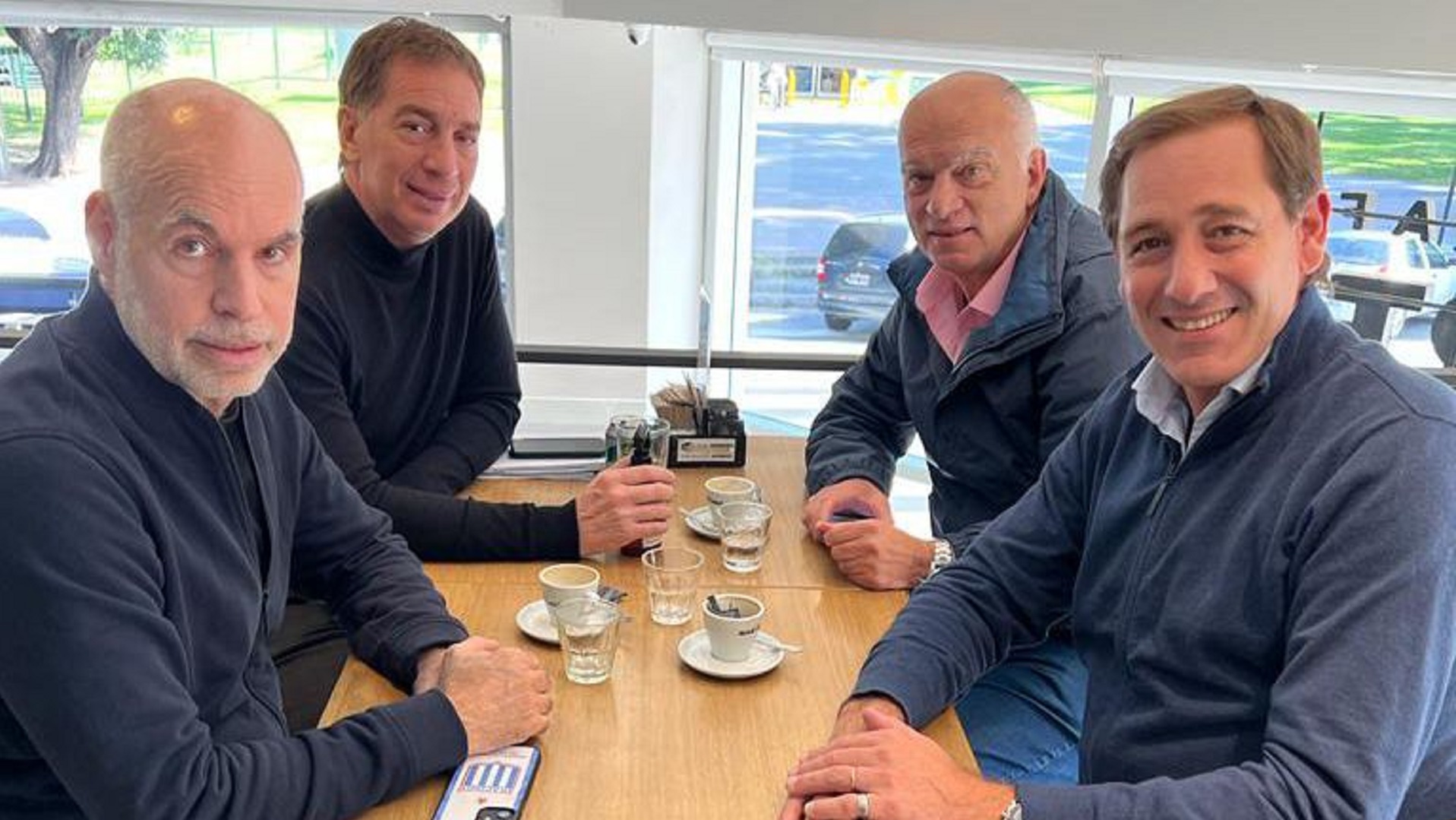 Julio Garro, con Horacio Rodríguez Larreta, Diego Santilli y Néstor Grindetti