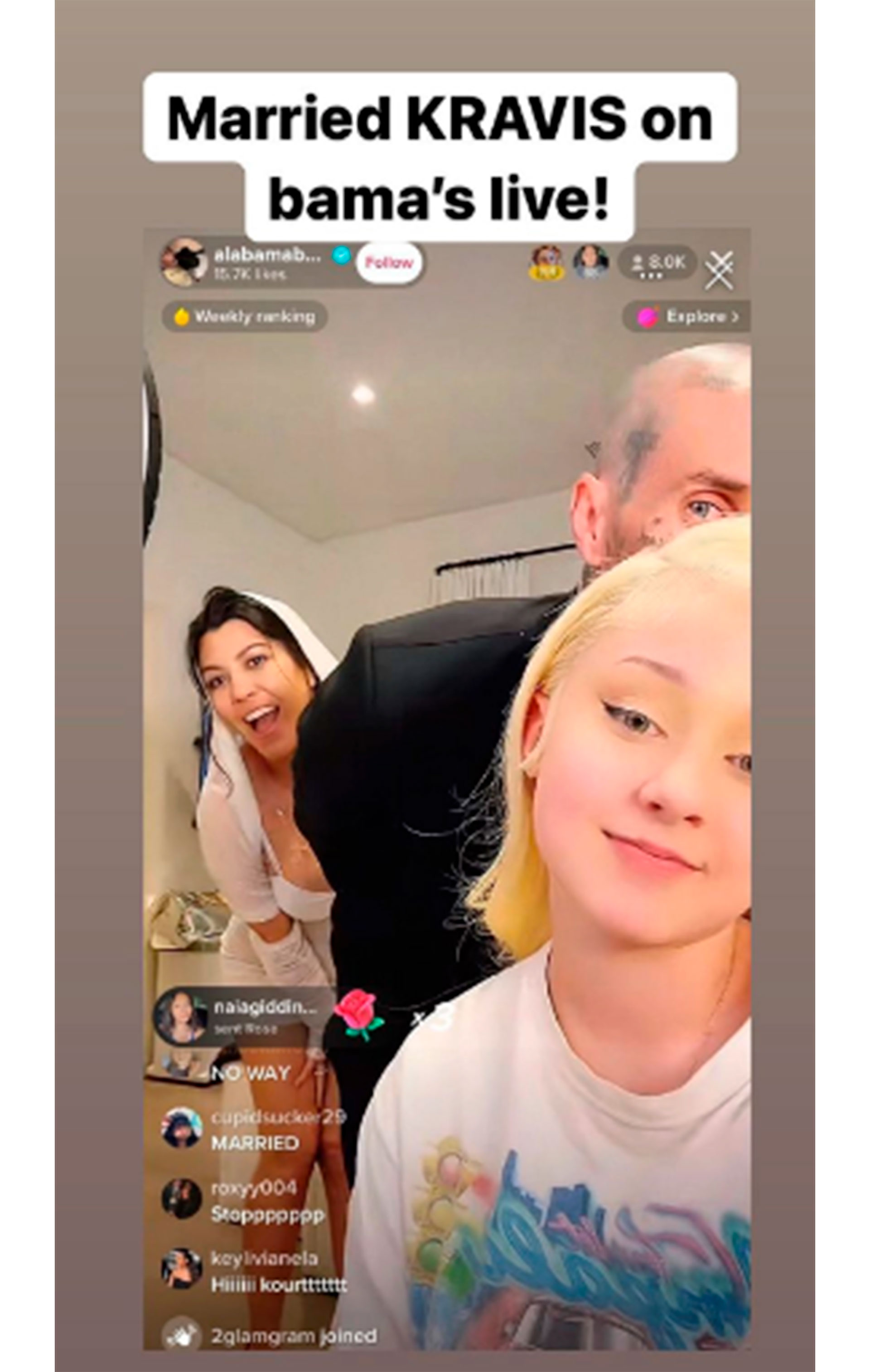 La foto de Kourtney Kardashian y Travis Barker luego de casarse