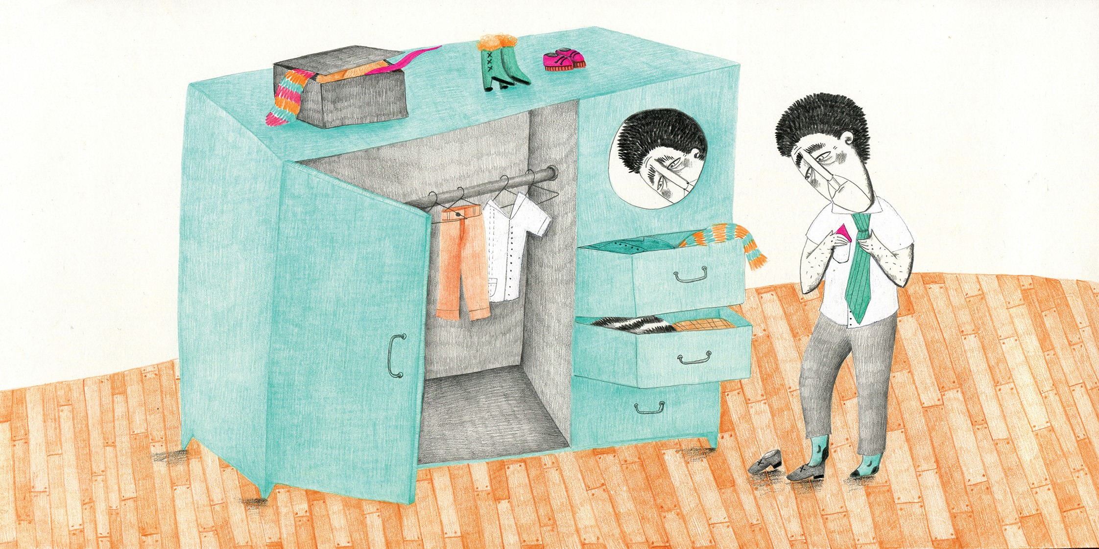 Ilustración parte de 'En sus zapatos' (2021) de la artista y autora mexicana Valeria Gallo