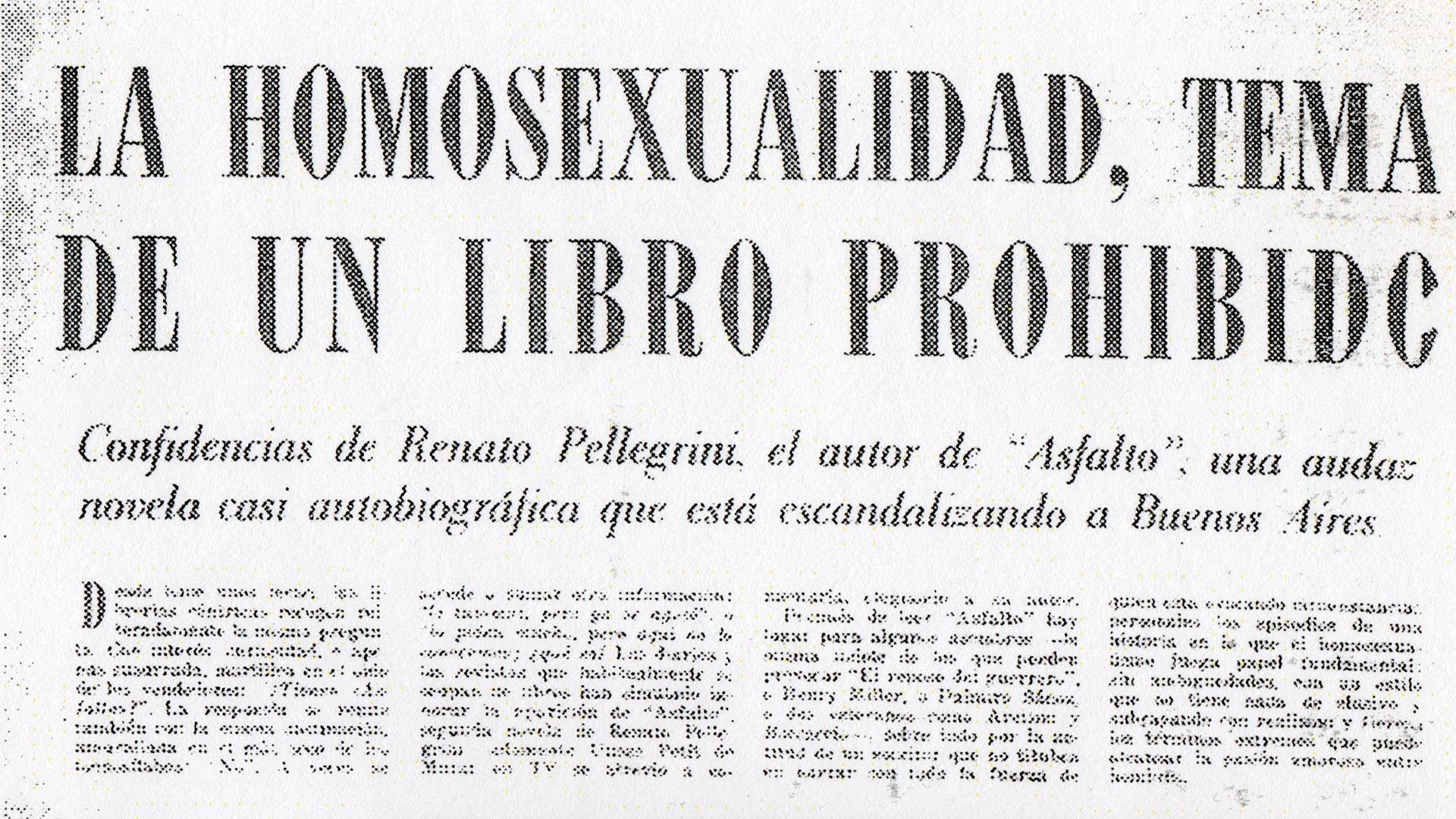 Reseña de la escandalosa novela "Asfalto", último libro publicado por Tirso antes de su cierre en 1965.