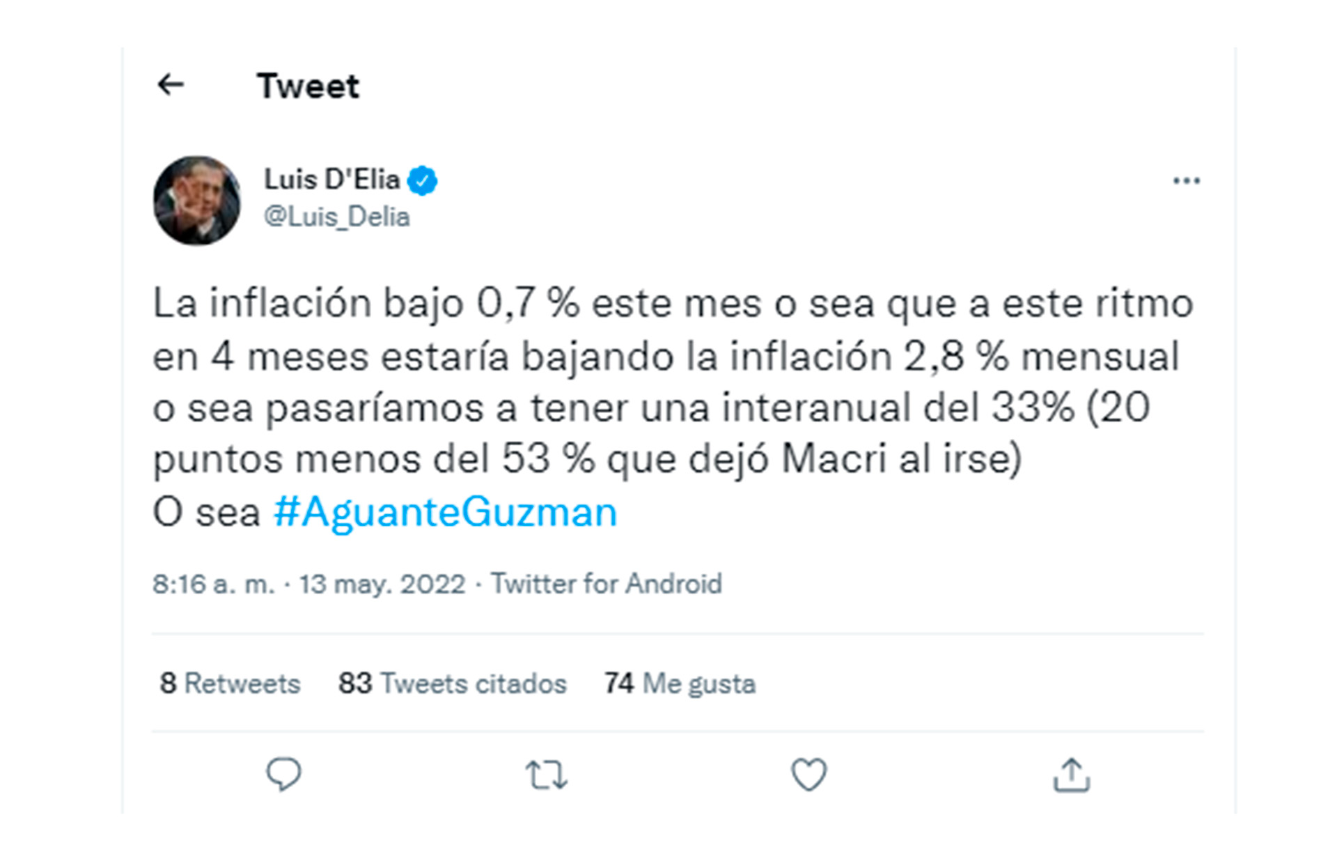 El mensaje de Luis D'Elía a través de las redes sociales