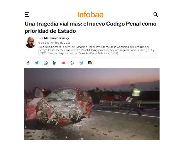 Nota del camarista Mariano Borinsky publicada en Infobae