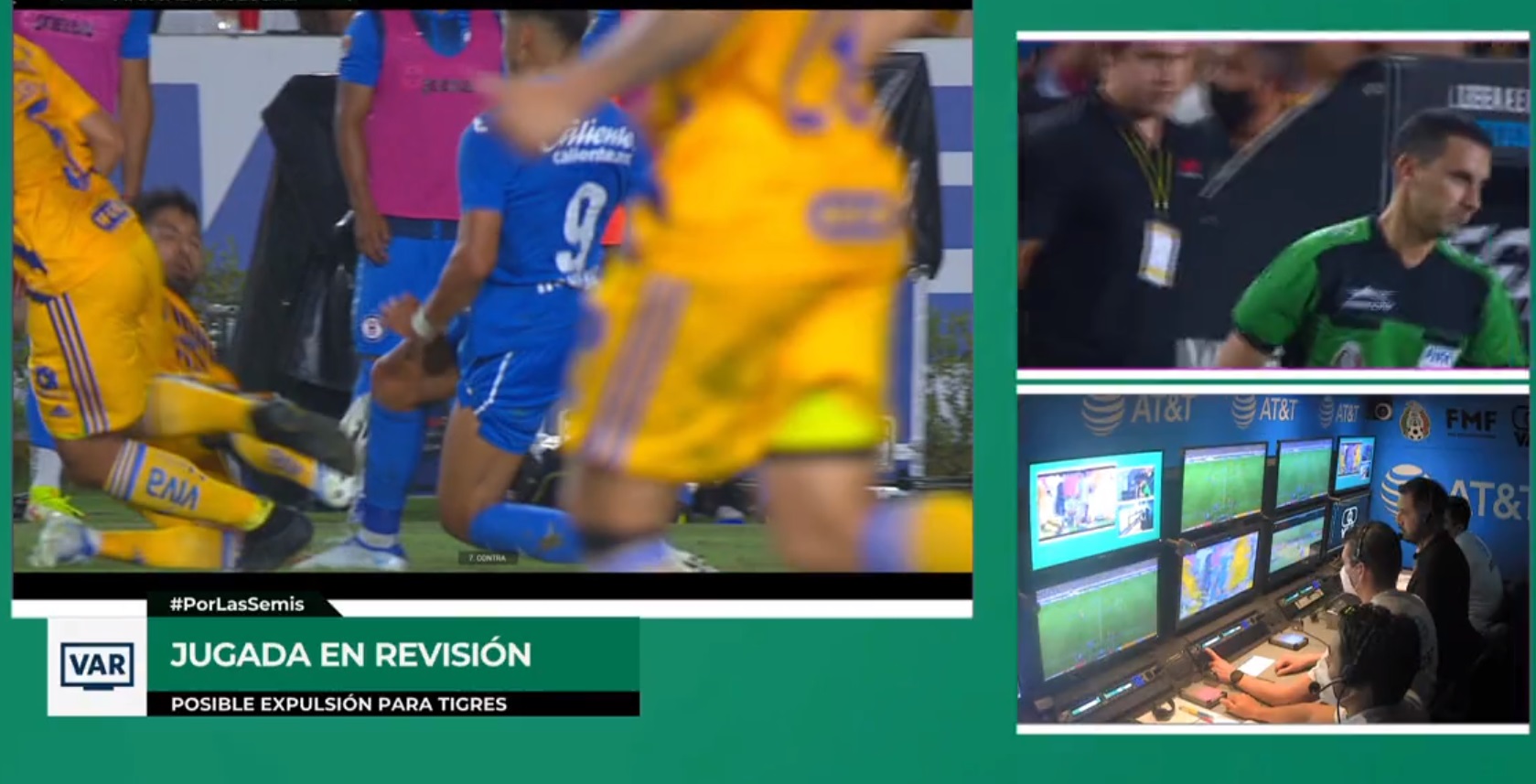 Javier Aquino salió expulsado del Tigres vs Cruz Azul (Foto: Twitter/@TUDNMEX)