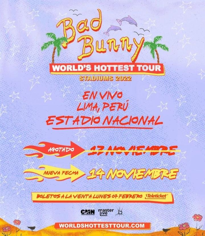 Bad Bunny tendrá segundo concierto en Lima. (Foto: Teleticket)