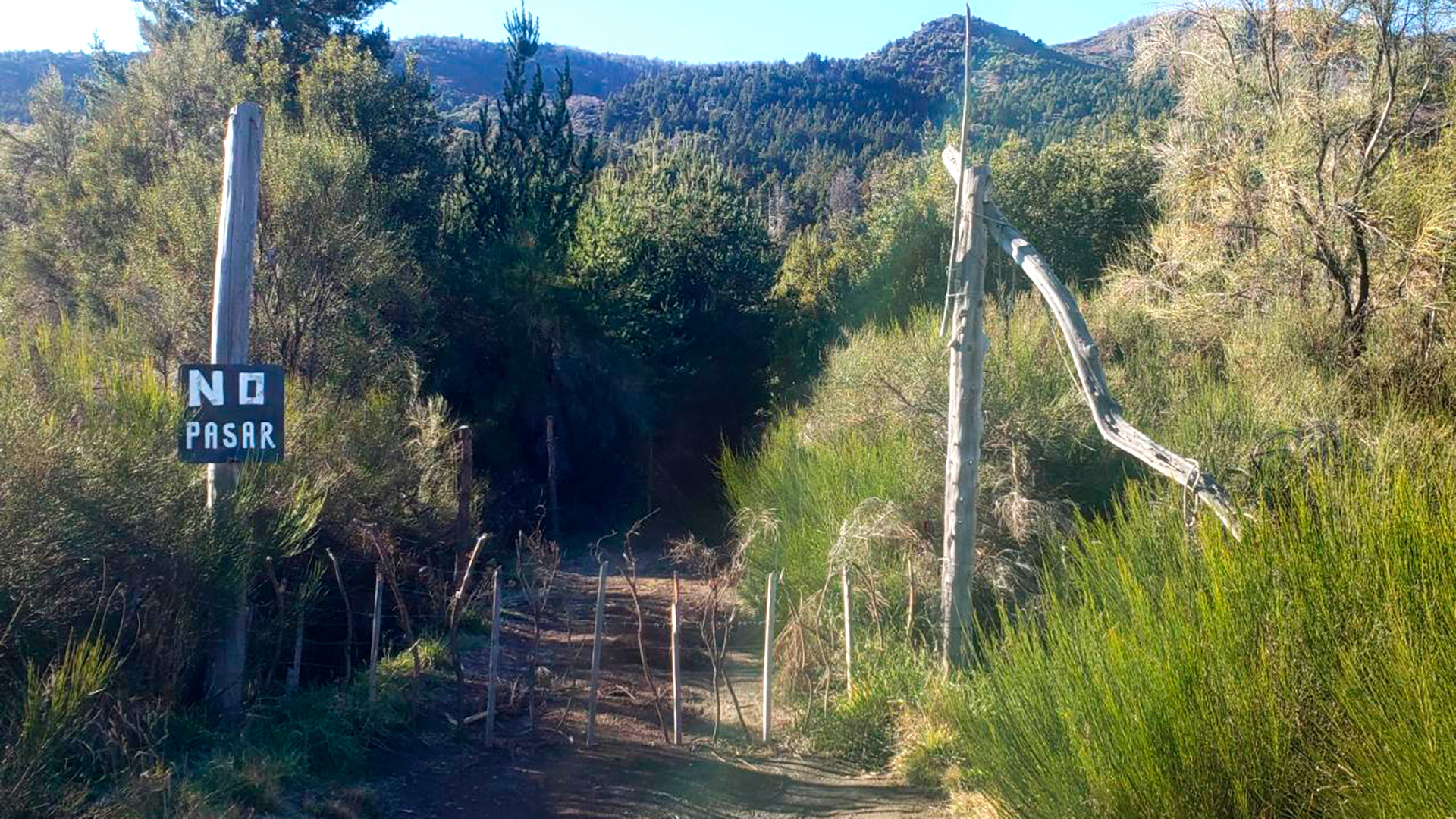 Uno de los accesos a la comunidad mapuche Millalonco Ranquehue