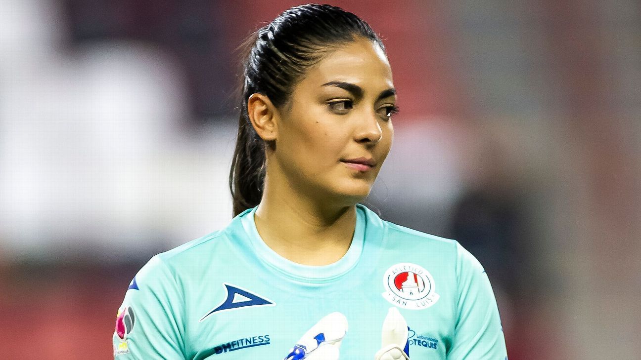 Stefani Jiménez, portera del Atlético de San Luis. Foto:@AtletiDeSLPFem