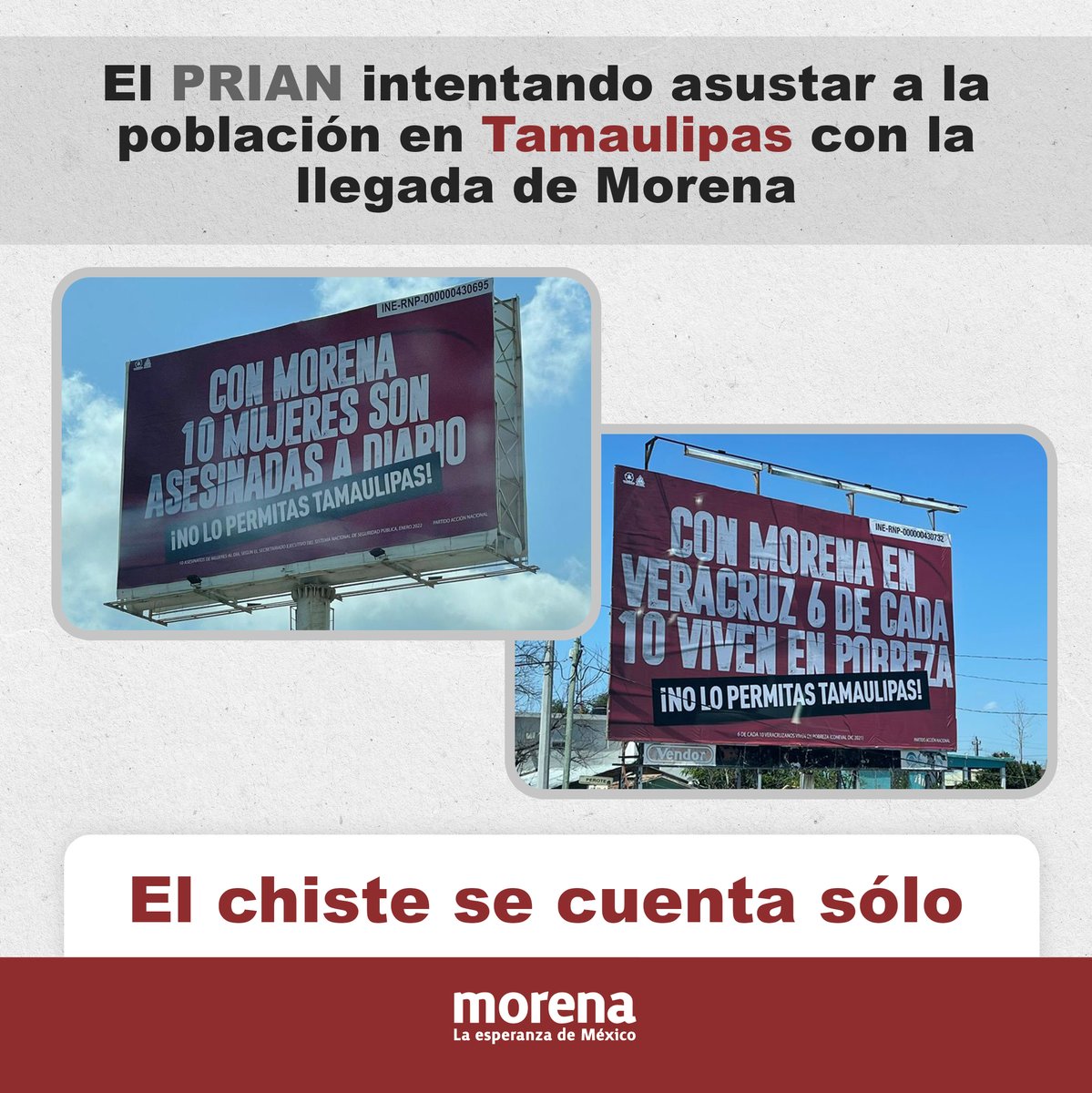 Morena acusó al PAN de emprender una "campaña sucia" en contra de su candidato de Tamaulipas, Américo Villarreal (Foto: Twitter@PartidoMorenaMx)