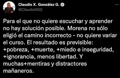 El fundador de Sí por México se lanzó contra AMLO (Foto: Twitter/@ClaudioXGG)
