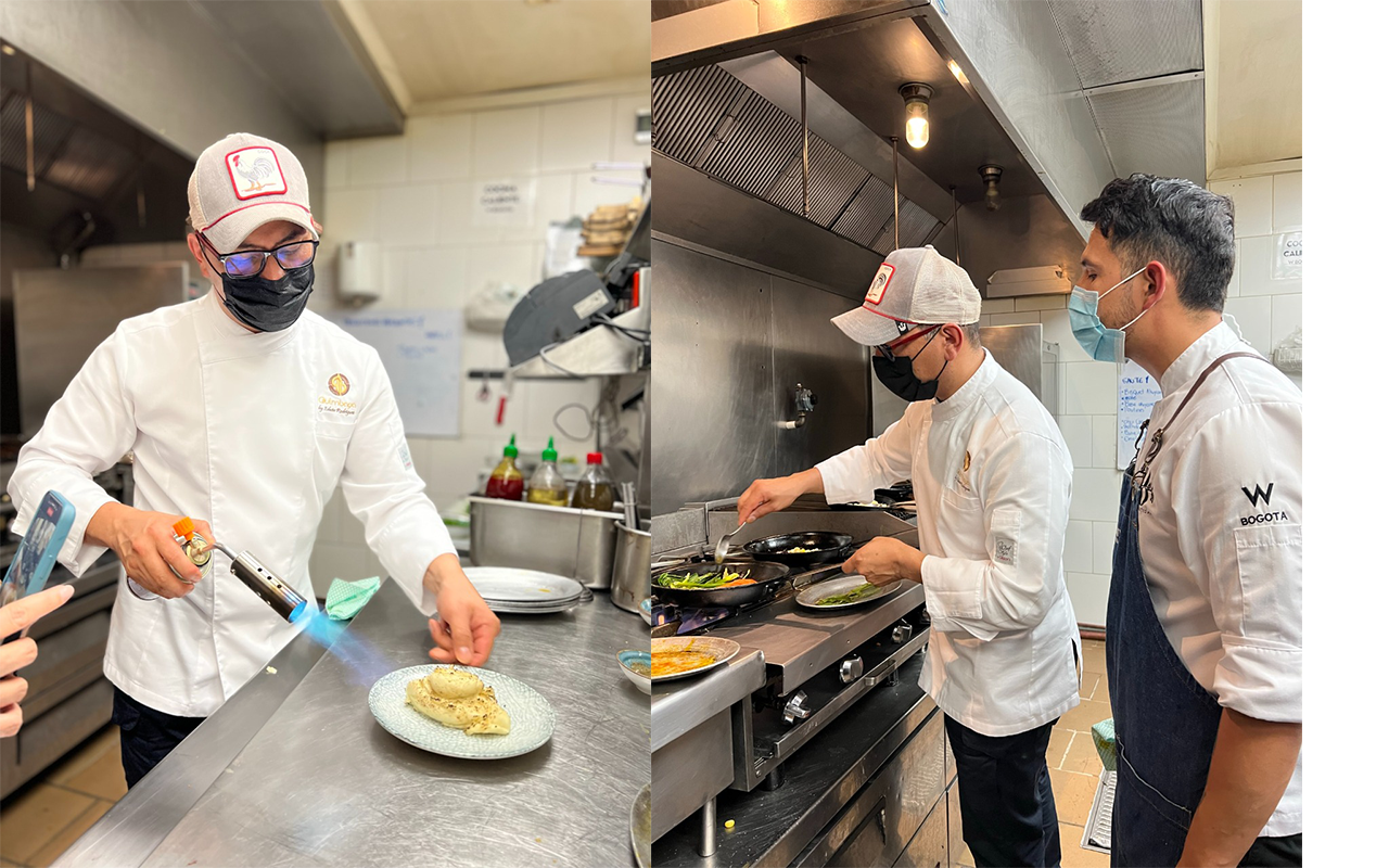 El chef hace una demostración de su cocina.