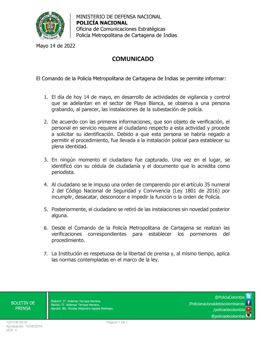Periodistas detenidos en Barú