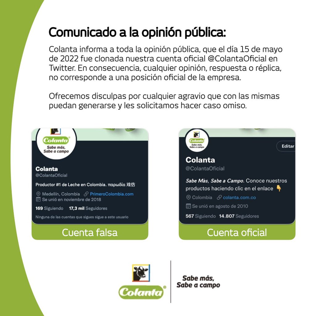 Colanta respondió en sus redes sociales. Foto: Twiiter @Colantaoficial