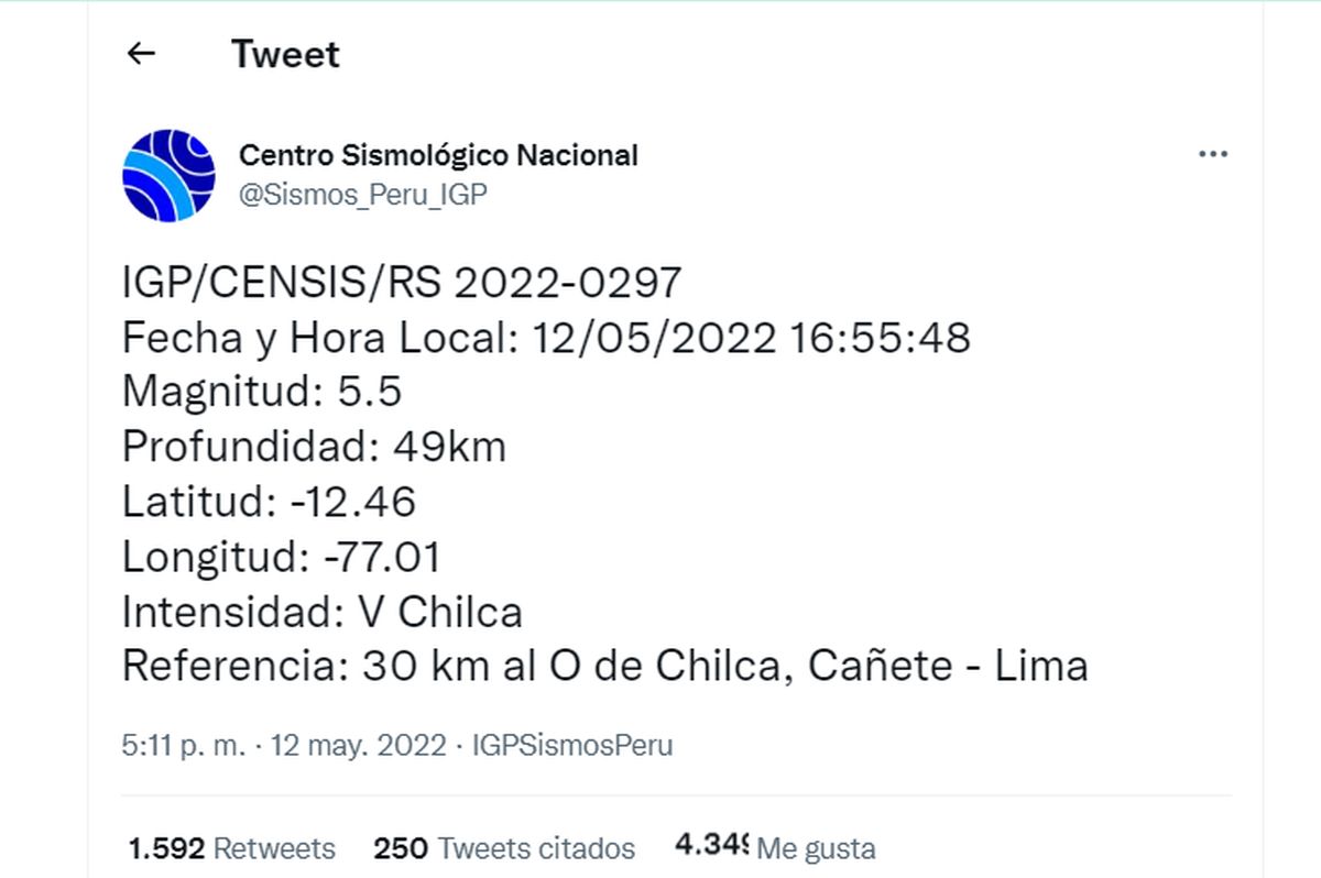 Sismo en Lima