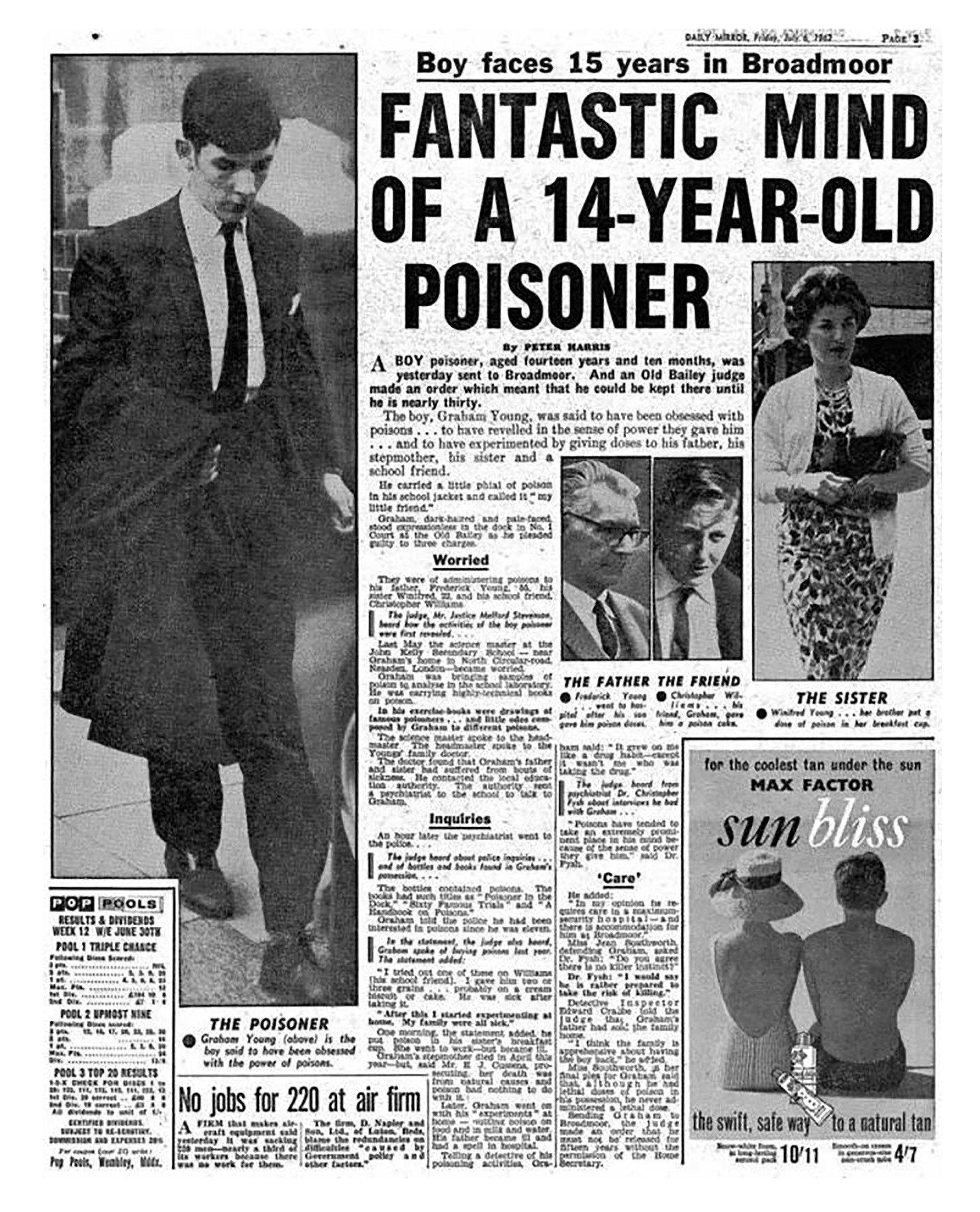 Para los periódicos londinenses el caso se llevó toda la atención. En la imagen, Graham, su padre Fred, un amigo y su hermana Winifred