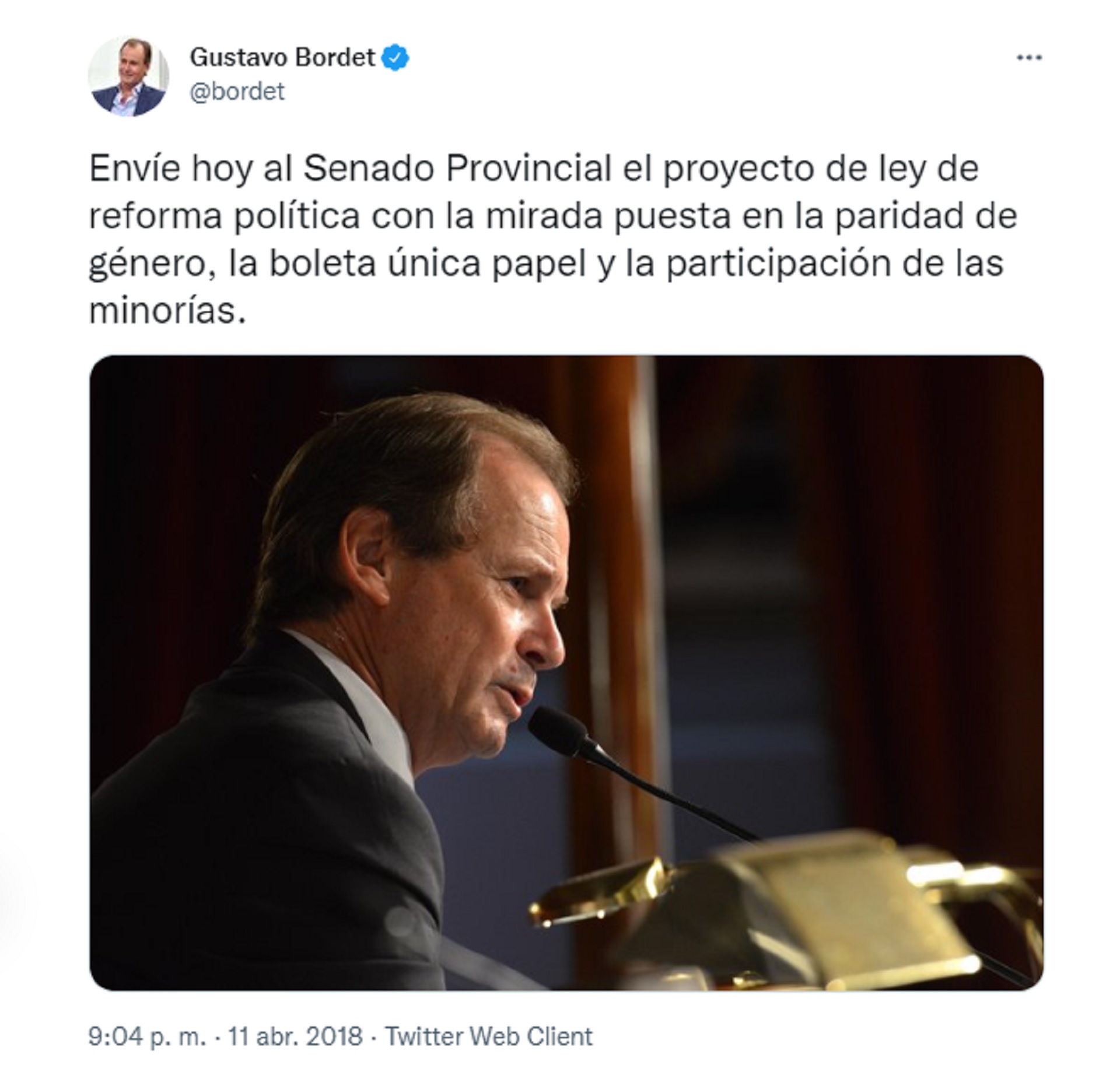 En 2018, el gobernador Bordet anunció una reforma electoral que incluía la boleta única de papel