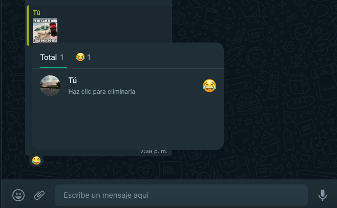 Eliminar reacciones con emojis (Foto: Captura de pantalla)