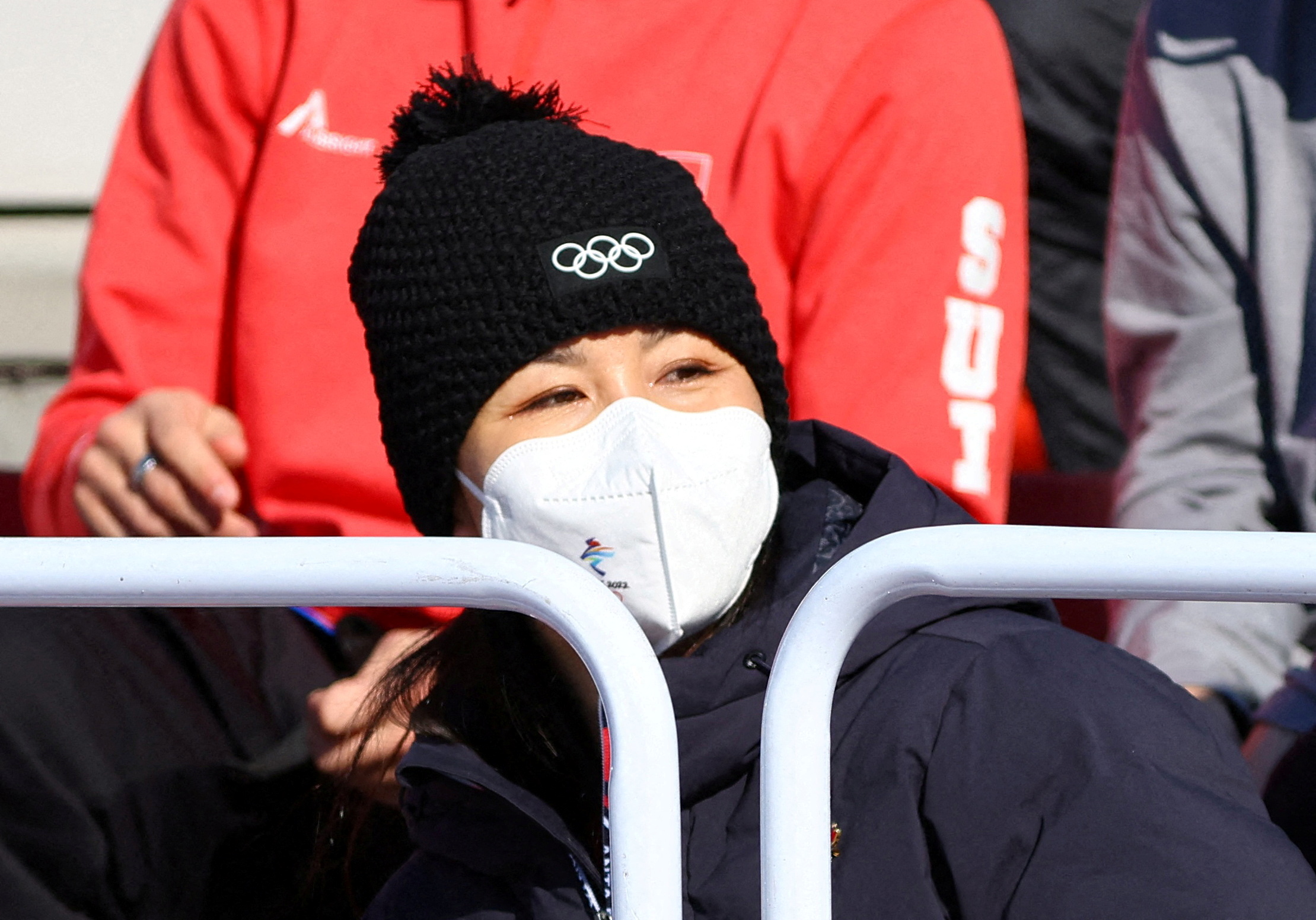 2022 Beijing Olympics - Freestyle Skiing - Women's Freeski Big Air - Final - Run 3 - Big Air Shougang, Beijing, China - February 8, 2022. China's Peng Shuai wearing a face mask watches the event. REUTERS/Fabrizio Bensch SEARCH "OLYMPICS DAY 5" FOR BEIJING 2022 WINTER OLYMPICS EDITOR'S CHOICE, SEARCH "REUTERS OLYMPICS TOPIX" FOR ALL EDITOR'S CHOICE PICTURES TPX IMAGES OF THE DAY